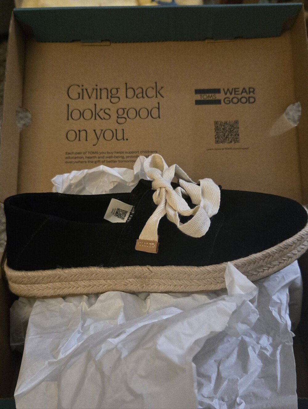 Toms Black Carolina Lace Up Espadrille